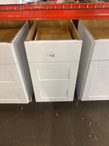 Shaker Satin White Stock Assembled Drawer Base Kitchen Cabinet with Drawer Glides (18 in. x 34.5 in. x 24 in.)