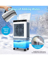3450 CFM Indoor/Outdoor Portable Evaporative Cooler for 1000 sq. ft., 3-Speed Air Cooler with 11 Gallon Tank and Remote