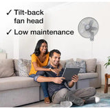 18 in. 3 Speed Oscillating Wall Mount Fan with Adjustable Head, Commerical Grade Speed, and Easy Assembly in Gray