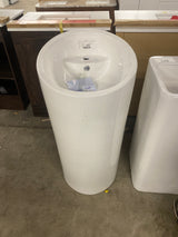 Reno 18 in. W x 38 in. D Round Free Standing Pedestal Sink in Crisp White with Faucet Hole and Overflow