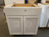 Courtland Shaker Assembled 30 in. x 34.5 in. x 24 in. Stock Base Kitchen Cabinet in Polar White Finish