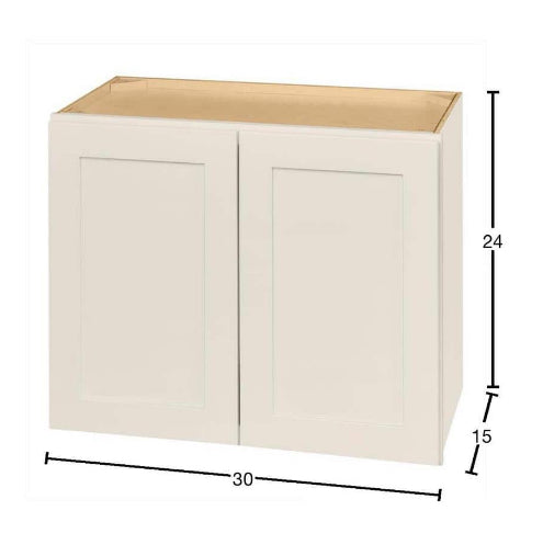 Avondale 30 in. W x 15 in. D x 24 in. H Ready to Assemble Plywood Shaker Wall Bridge Kitchen Cabinet in Antique White