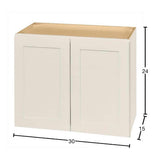 Avondale 30 in. W x 15 in. D x 24 in. H Ready to Assemble Plywood Shaker Wall Bridge Kitchen Cabinet in Antique White