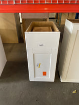Shaker Satin White Stock Assembled Base Kitchen Cabinet with Ball-Bearinge Drawer Glides (15 in. x 34.5 in. x 24 in.)