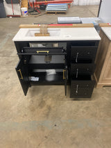 Beaufort 42 in. Single Sink Black Bath Vanity with White Engineered Stone Top (Assembled)