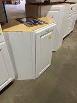 Hampton 24 in. W x 12 in. D x 30 in. H Assembled Diagonal Corner Wall Cabinet in Satin White