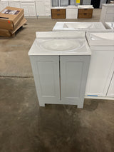 Oakley 25 in. Single Sink Pearl Gray Bath Vanity with White Cultured Marble Top