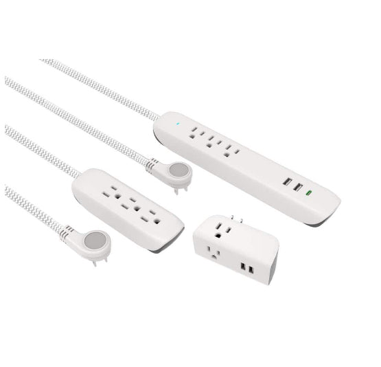 4 ft. Multiple Outlet and Wall Mounted Surge Protector Set (3-Pack)