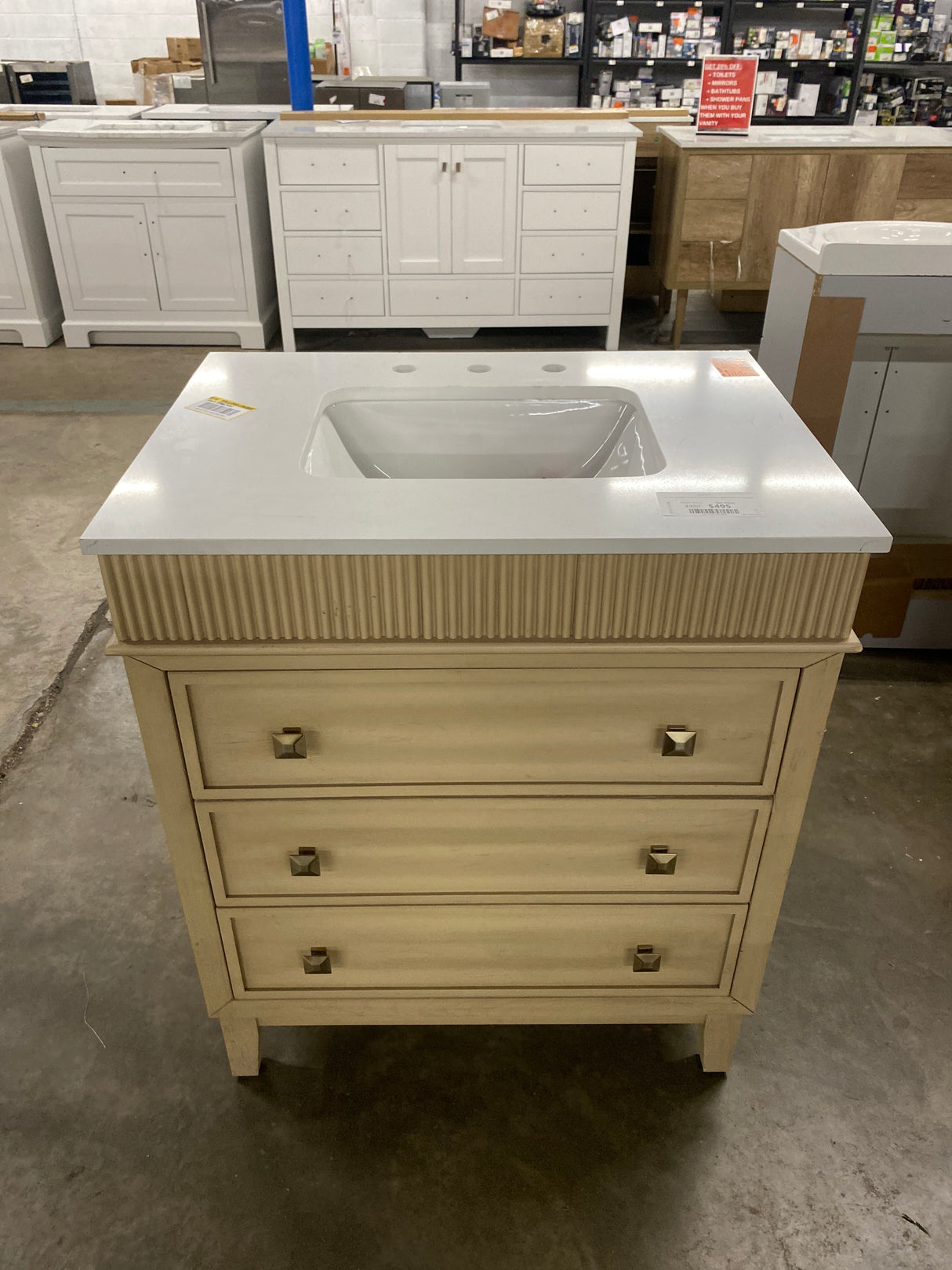 Danby 30 in. Single Sink Platinum Oak Bath Vanity with White Engineered Marble Top (Assembled)
