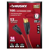 100 ft. 14/3 Medium Duty Indoor/Outdoor Extension Cord, Red/Black