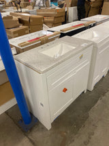 Clady 37 in. W x 19 in. D x 35 in. H Single Sink Freestanding Bath Vanity in White with Silver Ash Cultured Marble Top