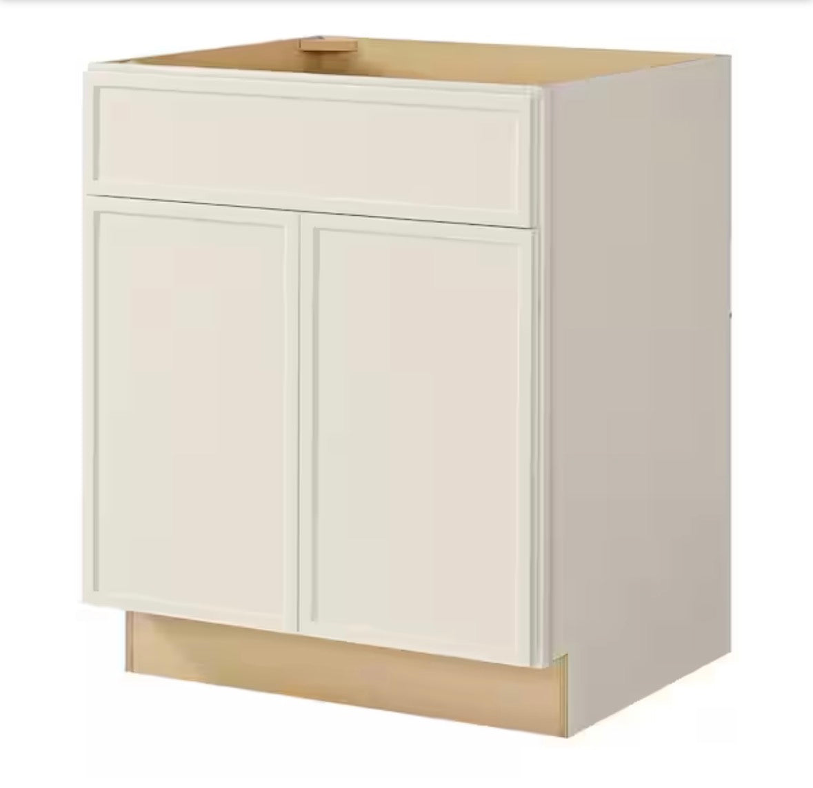 Leyton 27 in. W x 24 in. D x 34.5 in. H Ready to Assemble Plywood Slim Shaker Base Kitchen Cabinet in Antique White