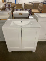 Everdean 31 in. W x 19 in. D x 34 in. H Single Sink Freestanding Bath Vanity in White with White Cultured Marble Top