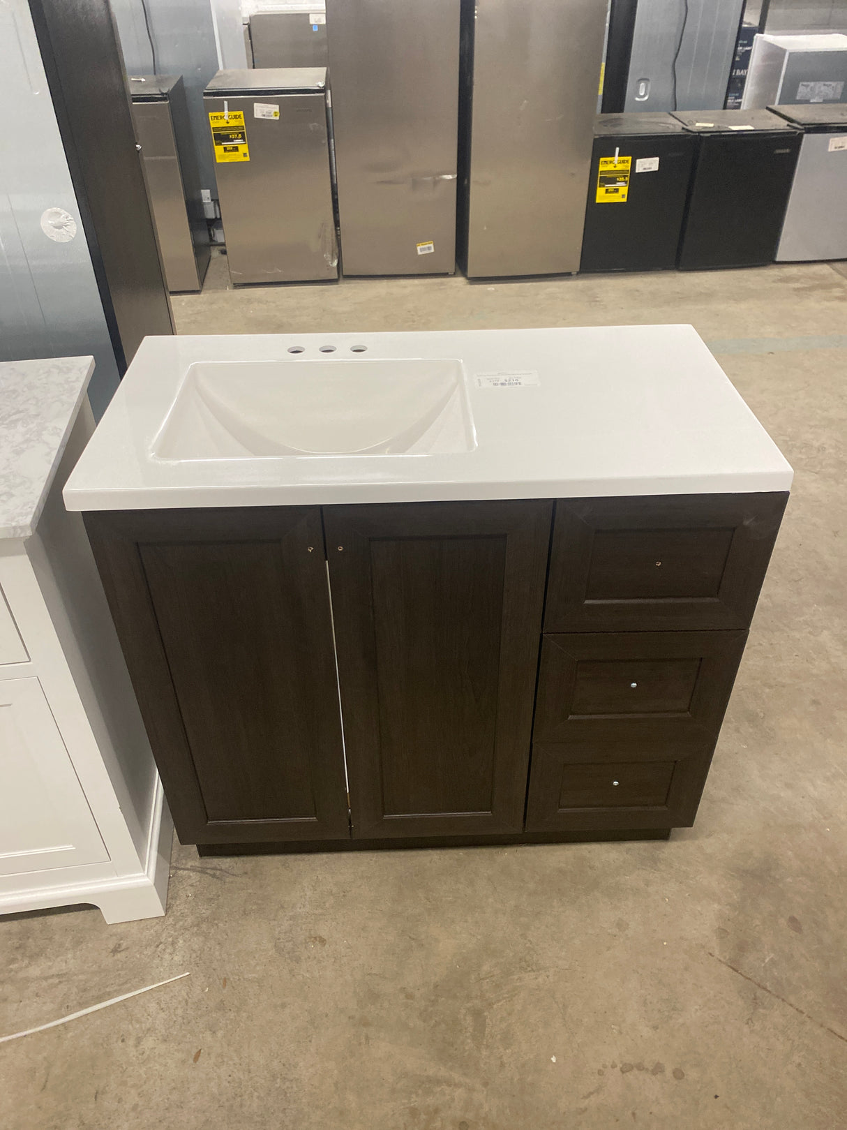 Bannister 37 in. Single Sink Dusk Bath Vanity with White Cultured Marble Top (Assembled)