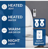 Bliss BB-2000 Electric Bidet Seat for Elongated Toilets in White with Drylette Towels