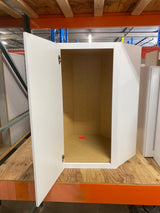 Hampton Assembled 24x36x12 in. Diagonal Corner Wall Kitchen Cabinet in Satin White