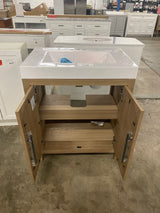 Cargrove 30 in. Single Sink Oak Bath Vanity with White Resin Composite Top (Assembled)