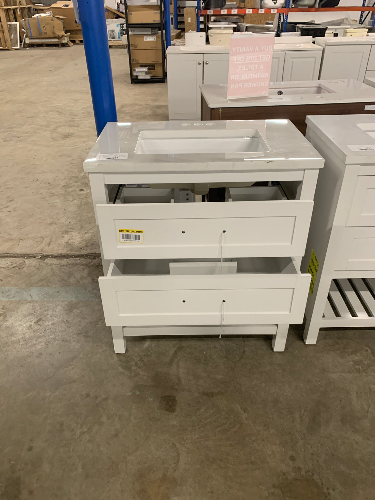 Autumn 30 in. W x 19 in. D x 34.50 in. H Freestanding Bath Vanity in White with White Engineered Stone Top