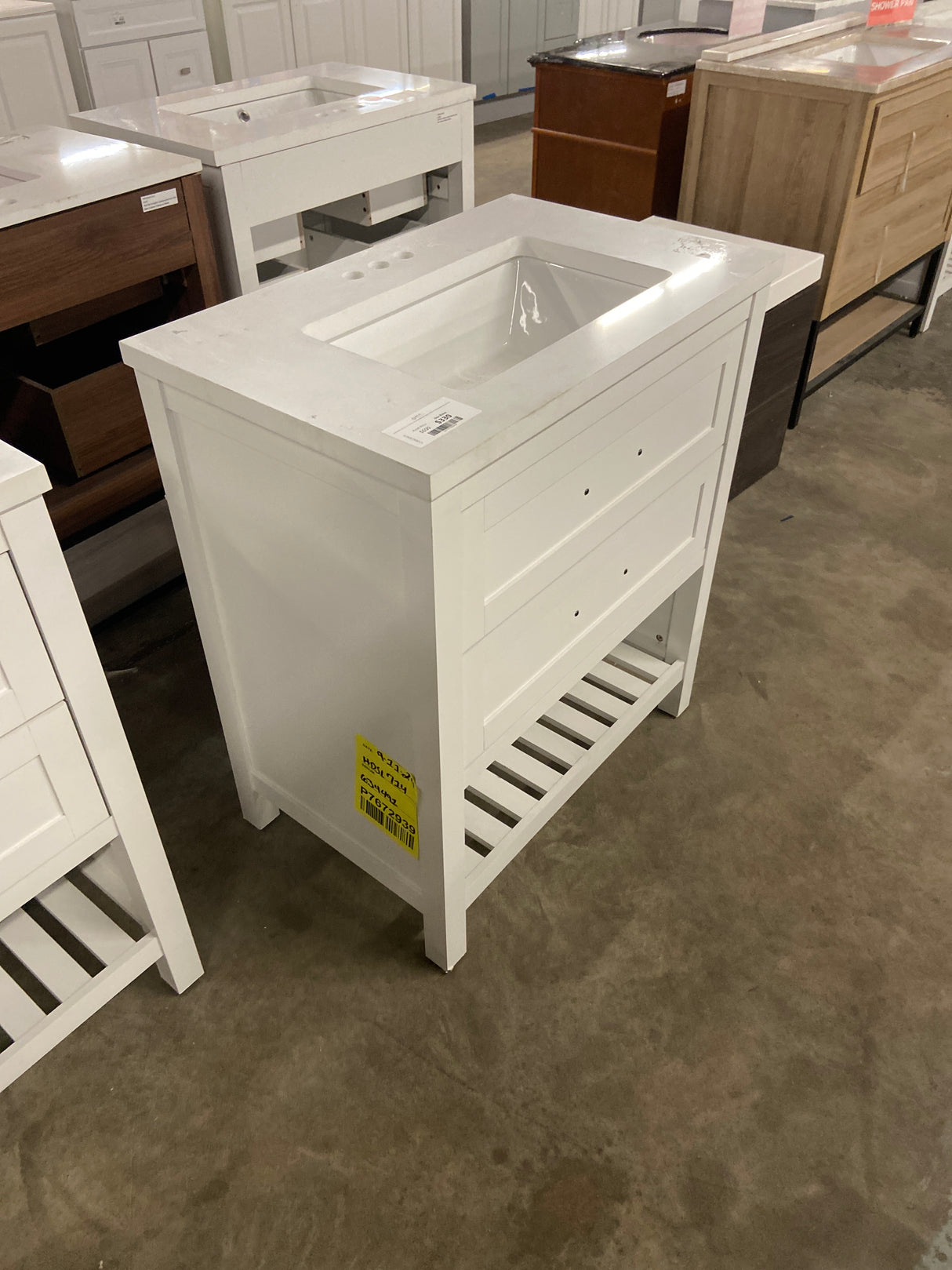 Autumn 30 in. W x 19 in. D x 34.50 in. H Freestanding Bath Vanity in White with White Engineered Stone Top