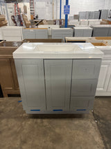 Bannister 37 in. W x 19 in. D x 35 in. H Single Sink Bath Vanity in Pearl Gray with White Cultured Marble Top