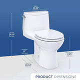 Eco UltraMax 12 in. Rough In 1-Piece 1.28 GPF Single Flush Round Toilet in Cotton White, SoftClose Seat Include