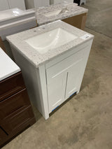 Clady 25 in. W x 19 in. D x 35 in. H Single Sink Freestanding Bath Vanity in White with Silver Ash Cultured Marble Top
