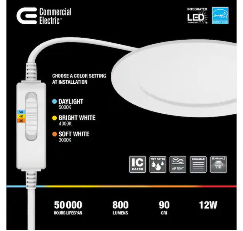 6 in. LED Slim 3 CCT Canless - White