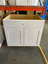 Shaker Satin White Stock Assembled Base Kitchen Cabinet with Ball-Bearing Drawer Glides (24 in. x 34.5 in. x 24 in.)