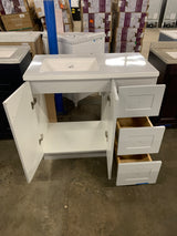 Bannister 37 in. W x 19 in. D x 35 in. H Single Sink Bath Vanity in Pearl Gray with White Cultured Marble Top