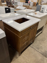 Brittany 30.0 in. W x 23.5 in. D x 34.0 in. H Single Bathroom Vanity in Saddle Brown with White Zeus Quartz Top