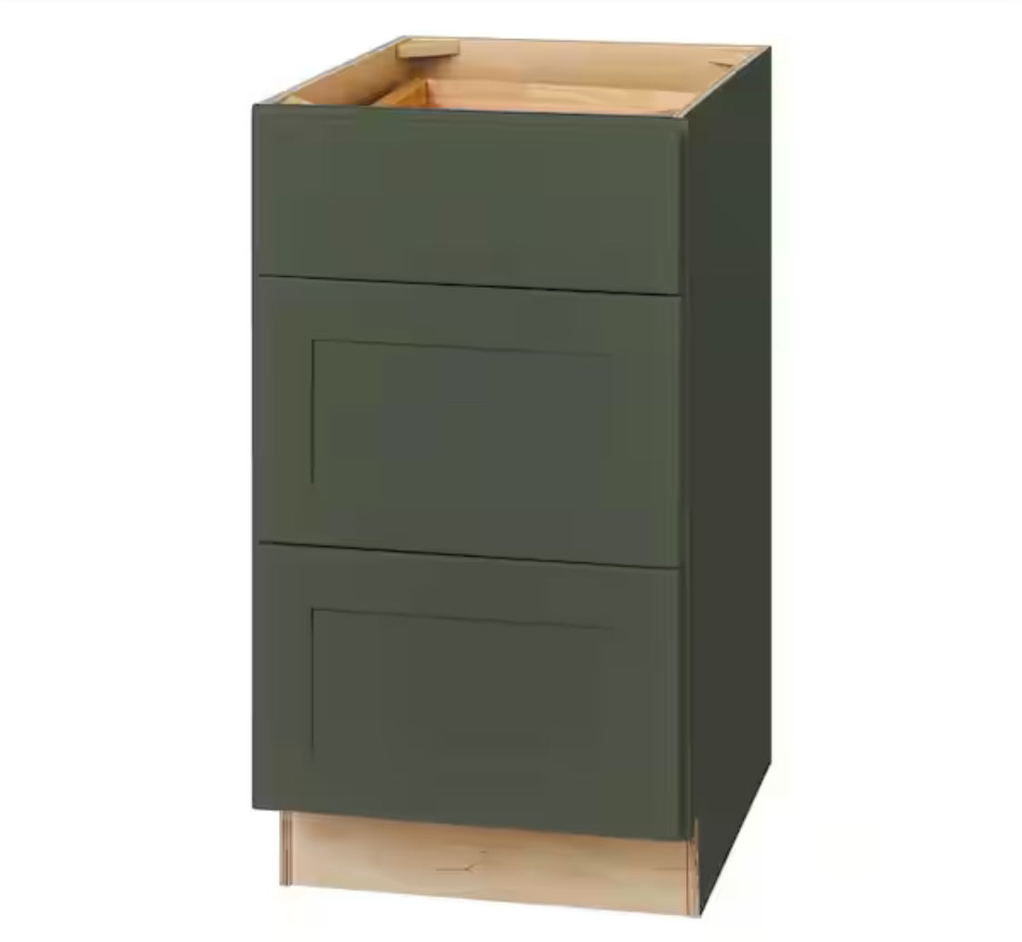 Avondale 18 in. W x 24 in. D x 34.5 in. H Ready to Assemble Plywood Shaker Drawer Base Kitchen Cabinet in Fern Green