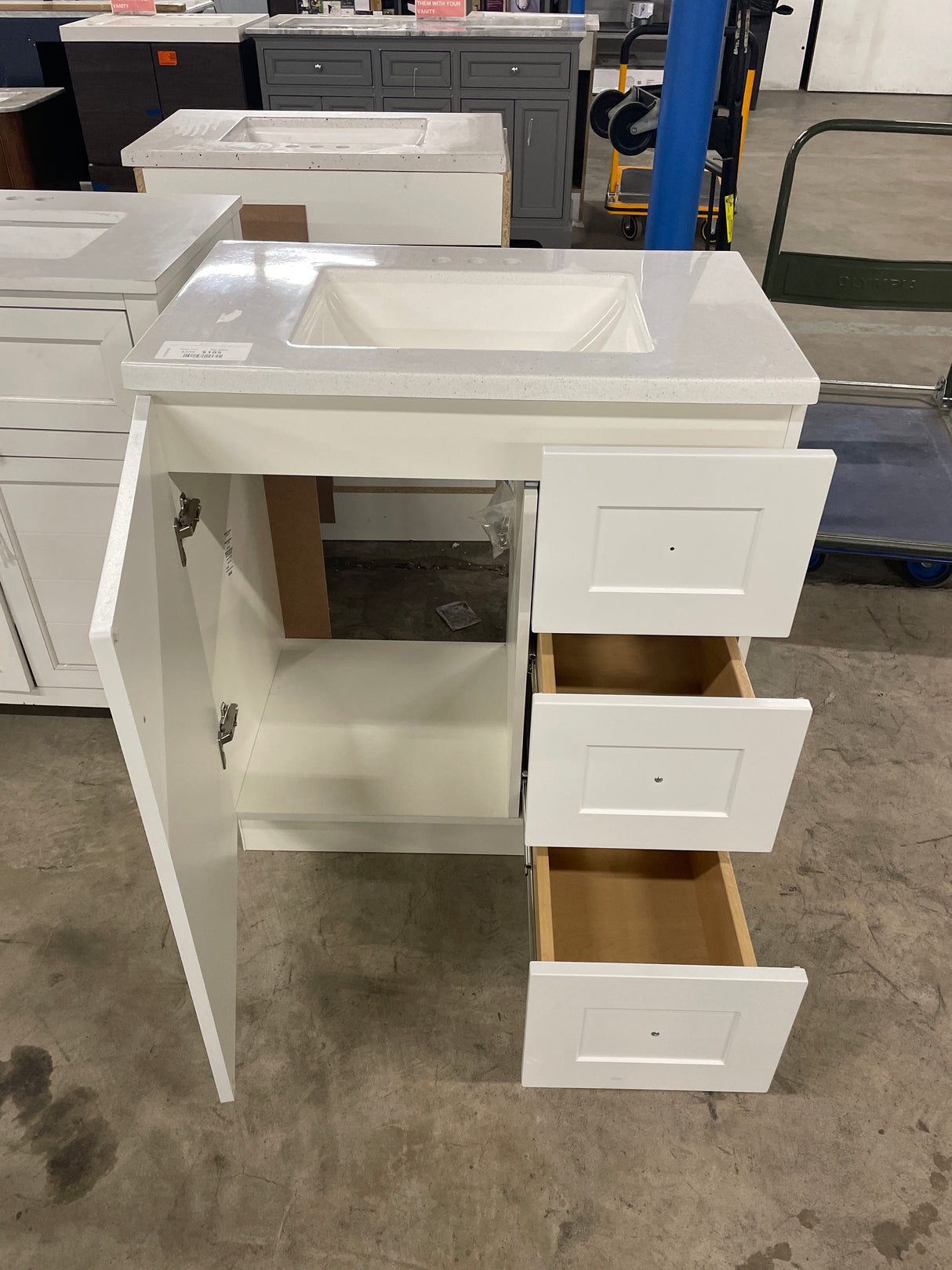 Bannister 31 in. W x 19 in. D x 35 in. H Single Sink Freestanding Bath Vanity in White with White Cultured Marble Top