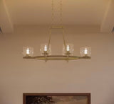 Tamassee Collection 6-Light Brushed Gold Updated Traditional Linear Chandelier with Clear Glass Shades for Dining Room