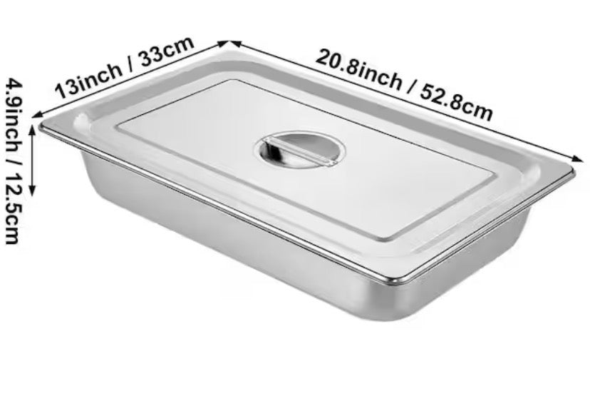 13.7 qt. Stainless Steel Hotel Pan 20.9 x 12.8 x 3.9 in. Roasting Pan with Lid Hotel Pans Full Size Deep (4-Pack)