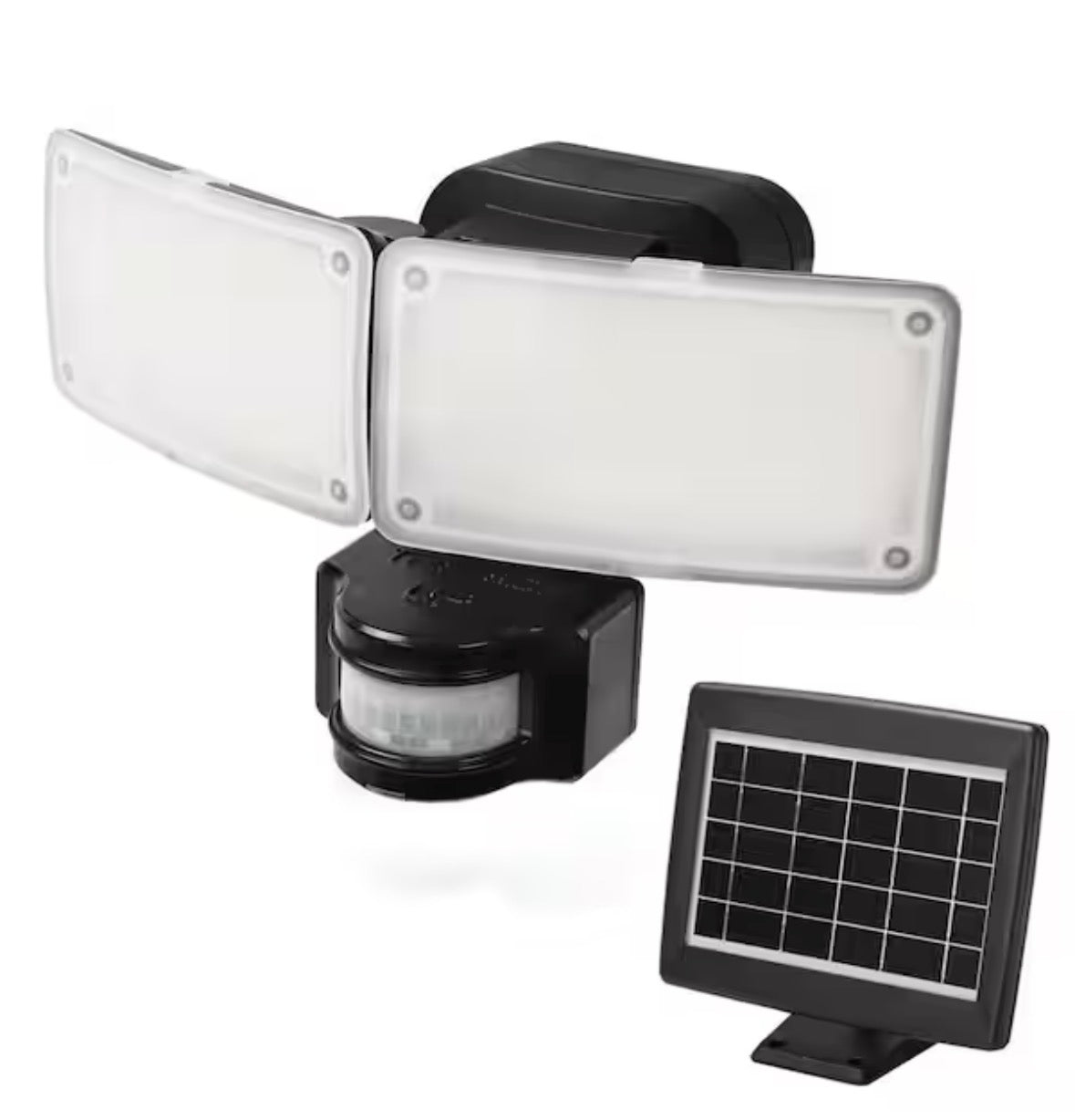 180Black Motion Sensor Solar Powered Outdoor 2-Head LED Security Flood Light 1000 Lumens