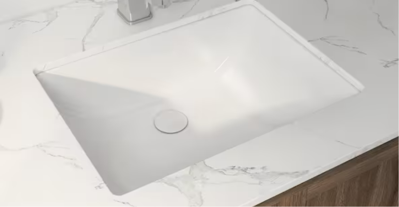Denbigh Vitreous China 18 in. x 13 in . Undermount Bathroom Sink in Crisp White with Overflow