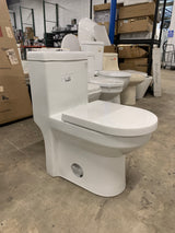 One-Piece 1.1/1.6 GPF Dual Flush Round Toilet in White Soft Close Seat Included