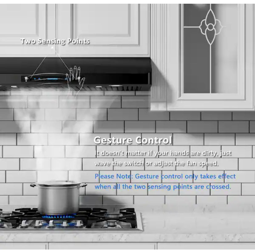 30 in. 900 CFM Ducted Under Cabinet Range Hood in Black Stainless Steel with 2 -Way Venting and Changeable LED