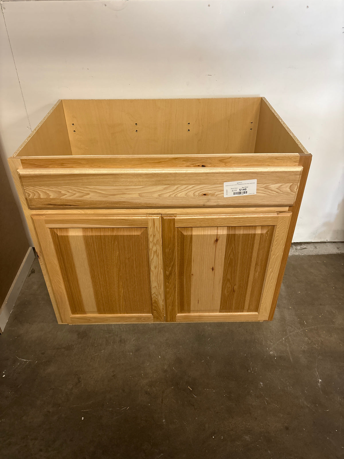 Hampton 36 in. W x 24 in. D x 34.5 in. H Assembled Sink Base Kitchen Cabinet in Natural Hickory