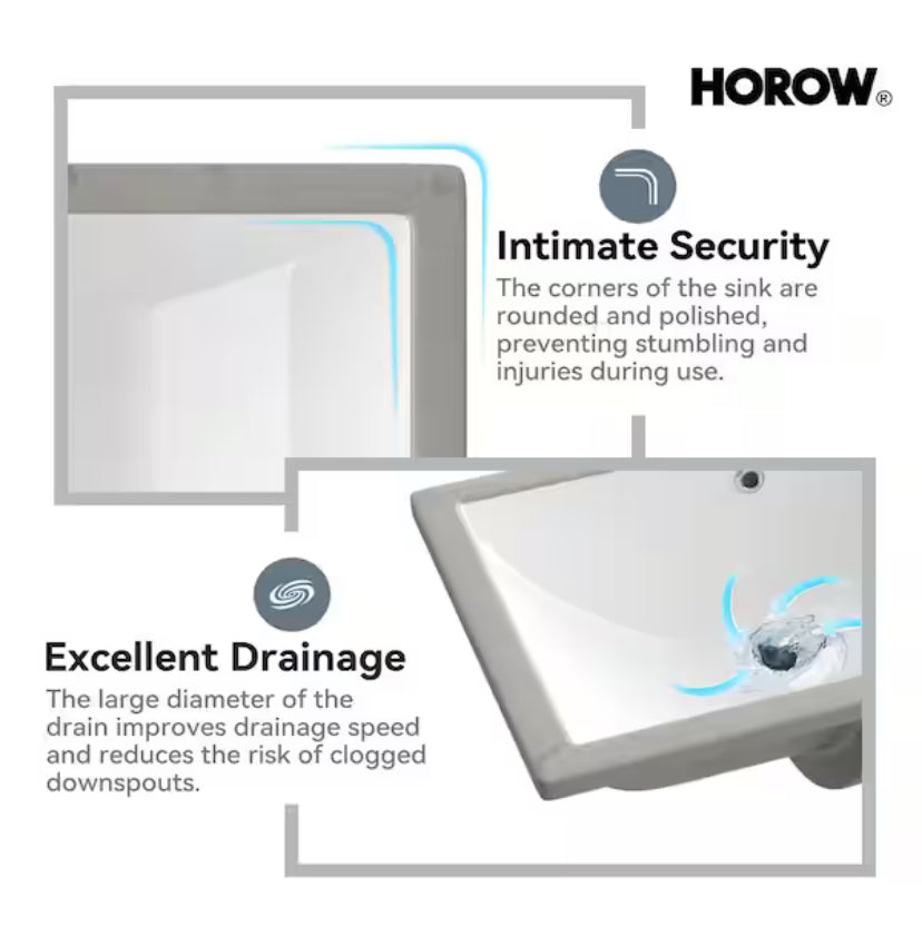 23-5/8 in. Rectangular Glazed Ceramic Undermount Bathroom Vanity Sink in White with Overflow Drain