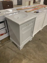 Sadie 25 in. W x 21 3/4 in. D x 35 in. H Vanity in Dove Grey with Natural White Marble Top and White Sink