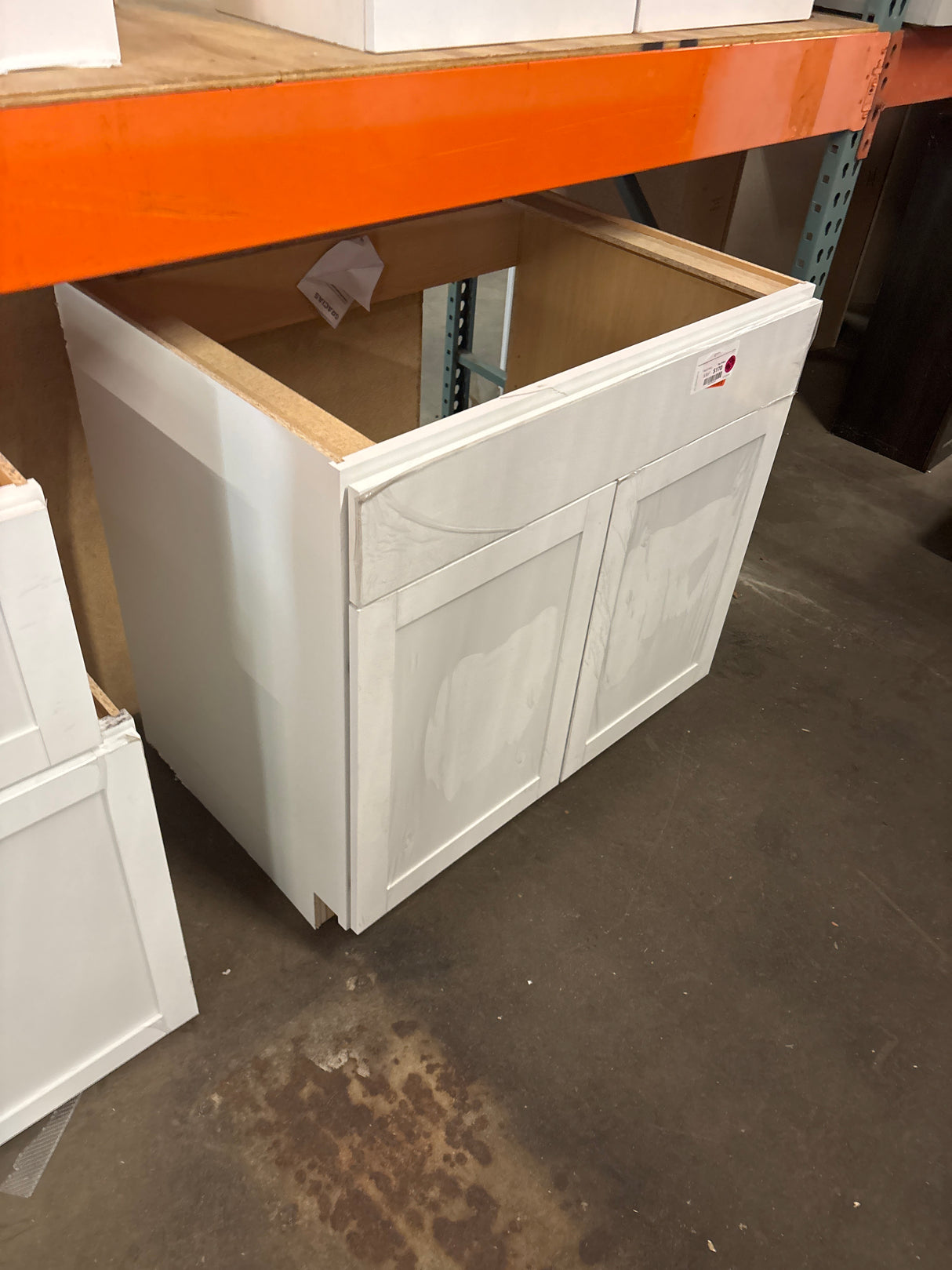 Westfield Feather White Assembled Sink Base Kitchen Cabinet (36 in. W x 23.75 in. D x 35 in. H)
