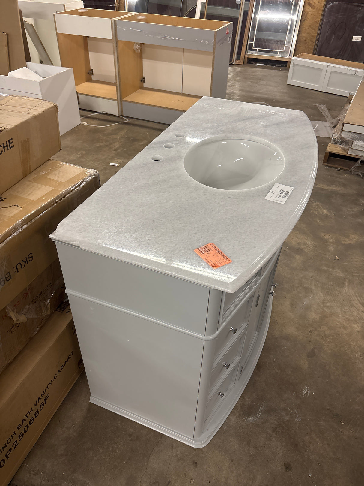 Hampton Harbor 45 in. W x 22 in. D Bath Vanity in Dove Grey with Natural Marble Vanity Top in White