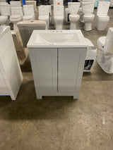 24 in. W x 19 in. D x 33 in. H Single Sink Freestanding Bath Vanity in Pearl Gray with White Cultured Marble Top