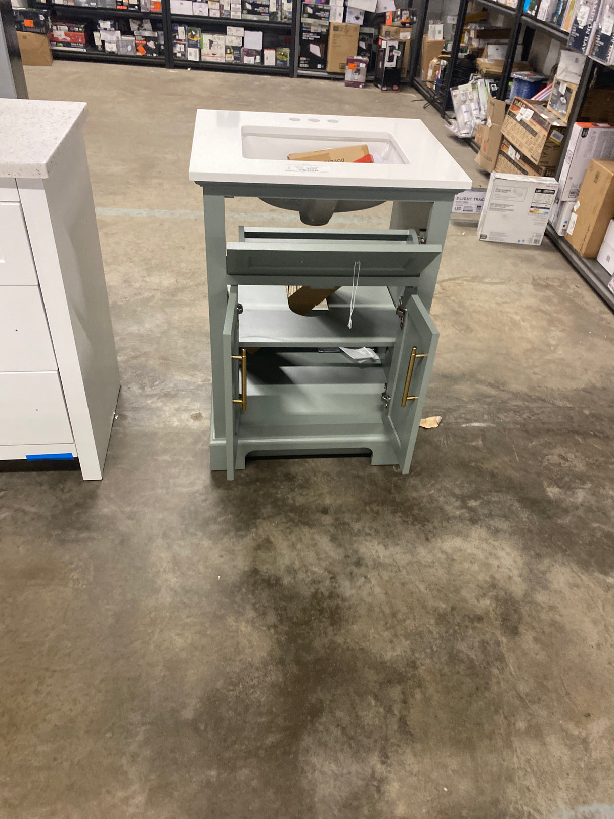 Doveton 24 in. Single Sink Sage Green Bath Vanity with White Engineered Stone Top (Assembled)