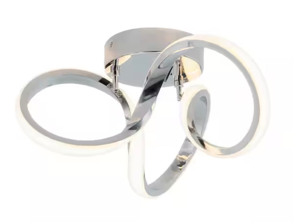 Swirl 13 in. 1-Light Modern Chrome Integrated LED Flush Mount Ceiling Light Fixture for Kitchen or Bedroom