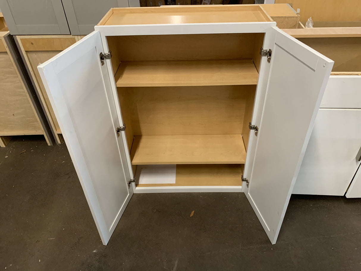 Courtland Polar White Finish Laminate Shaker Stock Assembled Wall Kitchen Cabinet 30 in. x 42 in. x 12 in.