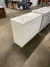 Bannister 43 in. W x 19 in. D x 35 in. H Single Sink Freestanding Bath Vanity in White with White Cultured Marble Top