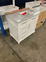 Sonoma 36 in. W x 22 in. D x 34 in. H Bath Vanity in White with White Carrara Marble Top