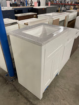 Clady 25 in. W x 19 in. D x 35 in. H Single Sink Freestanding Bath Vanity in White with Silver Ash Cultured Marble Top